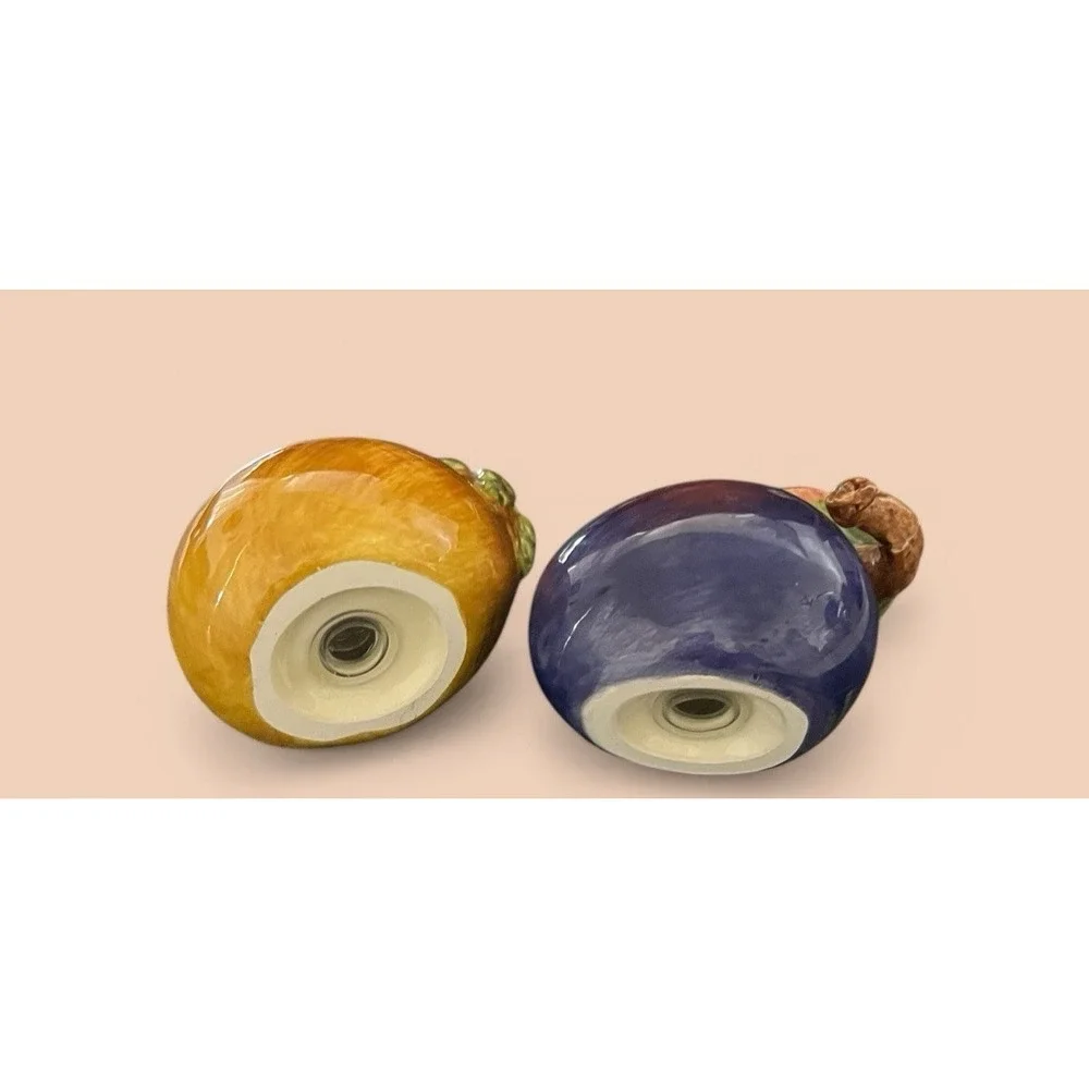 Fitz & Floyd Eggplant And Squash Salt Pepper Shaker Set Multicolor Vintage Leaf